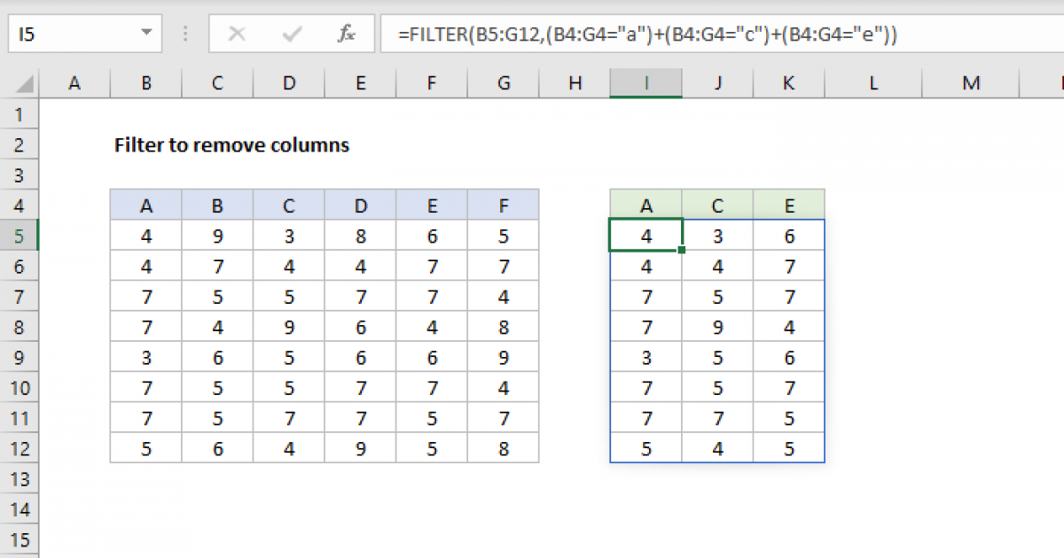 FILTER to remove columns Excel formula Exceljet